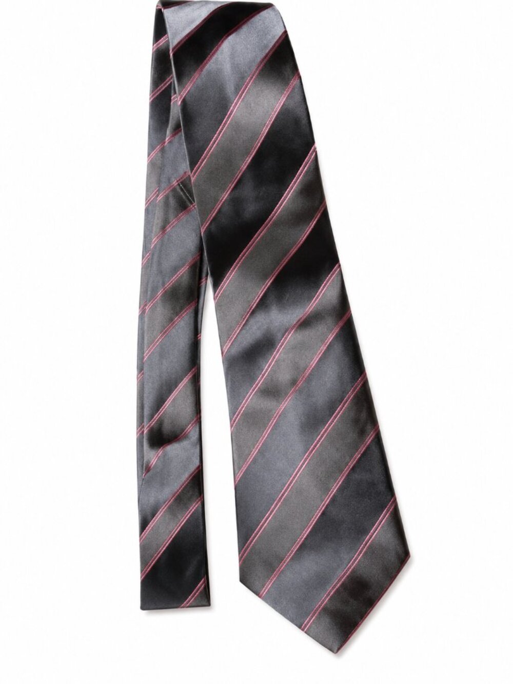 Brioni 100% Silk Gray Pink Stripe Tie - Picture 5 of 6